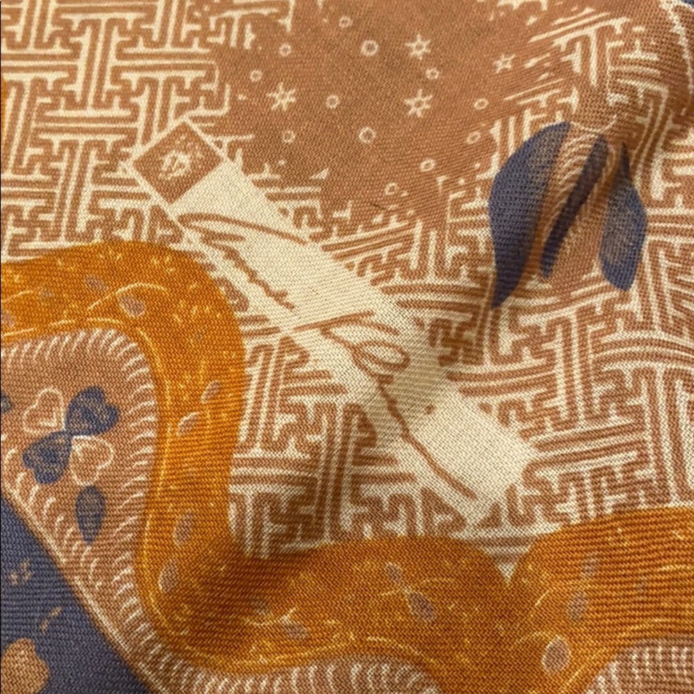 Vintage Anne Klein Orange/Blue Floral Scarf - Picture 2 of 2